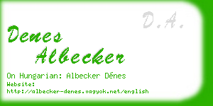 denes albecker business card